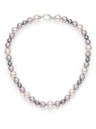 Majorica 8mm-12mm Multicolor Round Pearl & Sterling Silver Strand Necklace/17