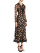 Redvalentino Metallic Floral-print Midi Dress