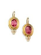Temple St. Clair Classic Color Pink Tourmaline, Diamond & 18k Yellow Gold Petite Oval Drop Earrings