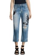 Rag & Bone/jean Marilyn Embroidered High-rise Cropped Straight-leg Jeans/ramona