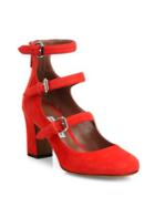 Tabitha Simmons Ginger Triple-strap Suede Mary Jane Pumps