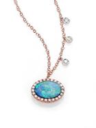 Meira T Opal, Diamond & 14k Rose Gold Pendant Necklace