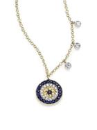 Meira T Diamond, Blue Sapphire & 14k Yellow Gold Evil Eye Necklace