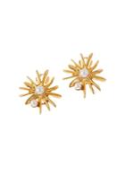 Oscar De La Renta Classic Swarovski Crystal Pearl Starburst Earrings
