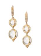Temple St. Clair Double Amulet, Rock Crystal, Diamond & 18k Yellow Gold Drop Earrings