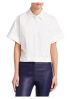 Theory Stretch Cotton Crop Button-down Blouse