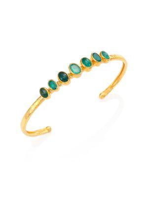 Gurhan Amulet Hue Emerald & 24k Yellow Gold Bangle Bracelet