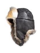 Crown Cap Fox Fur & Leather Aviator Hat