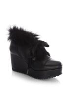 Pedro Garcia Ubon Shearling & Leather Lace-up Wedge Booties