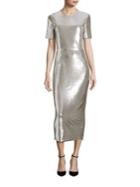 Diane Von Furstenberg Short Sleeve Tailored Sequin Bodycon Dress