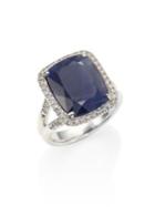 John Hardy Classic Chain Diamond, Blue Sapphire & Sterling Silver Ring
