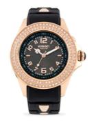 Kyboe Radiant Elegance Swarovski Crystal, Rose Goldtone & Silicone Strap Watch/black