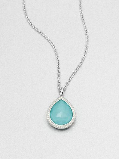 Ippolita Turquoise Doublet & Diamond Pendant Necklace