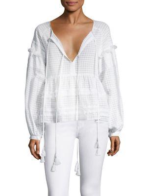 Tanya Taylor Clemence Cotton Plaid Top