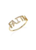 Ef Collection 14k Yellow Gold & Diamond Faith Initial Ring