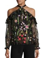 Alexis Kylie Embroidered Cold-shoulder Top