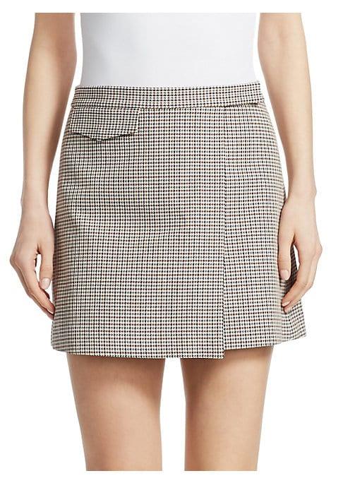 Theory Wool-blend Plaid Mini Wrap Skirt