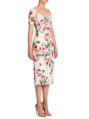 Dolce & Gabbana Rose-print Sheath Dress