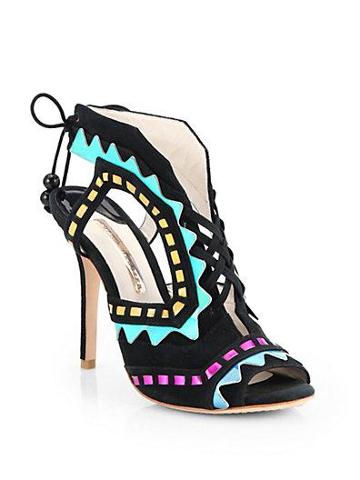 Sophia Webster Riko Colorblock Suede & Metallic Leather Lace-up Sandals