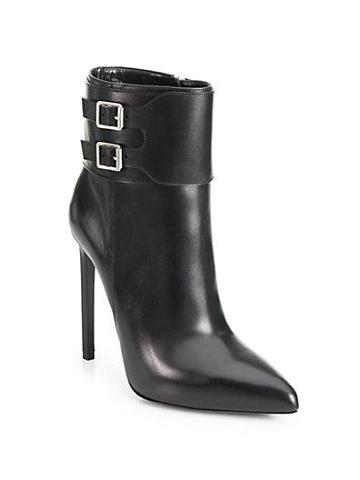 Saint Laurent Paris Leather Buckle Ankle Boots