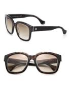 Balenciaga 52mm Square Tortoise Acetate & Metal Sunglasses