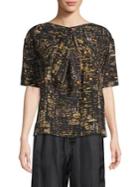 Marc Jacobs Printed Silk Top With Bow