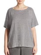 Eileen Fisher, Plus Size Striped Organic Linen Box Top