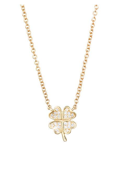 Ef Collection Diamond Mini Clover Pendant Necklace