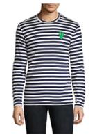 Comme Des Garcons Play Stripe Heart-embroidered Long-sleeve Tee