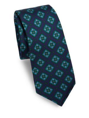 Kiton Silk Square Medallion-print Tie