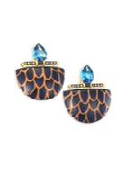 Silvia Furmanovich Marquetry Blue Topaz, Light Brown Diamonds & 18k Yellow Gold Drop Earrings
