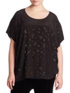 Eileen Fisher, Plus Size Embellished Silk Top