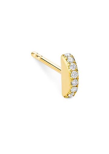 Celara 14k Yellow Gold & Diamond Row Single Stud Earring
