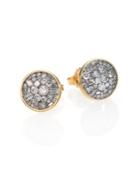 Pleve Ice Diamond & 18k Yellow Gold Button Earrings