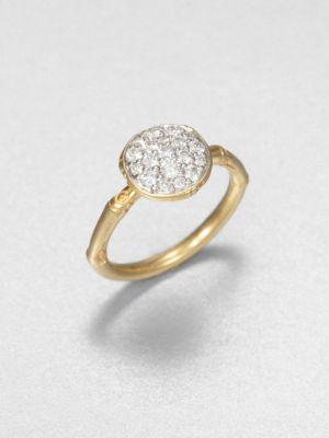 John Hardy Bamboo Diamond & 18k Yellow Gold Small Round Ring
