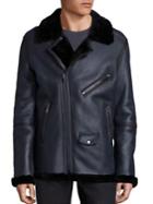 Blk Dnm Fur Trimmed Leather Jacket