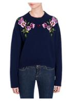 Dolce & Gabbana Cashmere Cropped Floral Embroidered Sweater