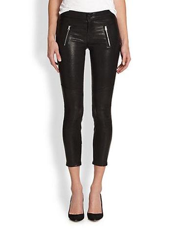 J Brand Julia Cropped Leather Skinny Jeans