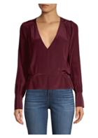 7 For All Mankind Deep V-neck Long Sleeve Top