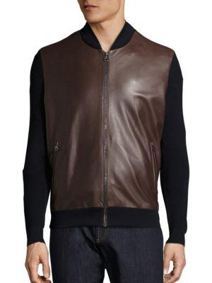 Salvatore Ferragamo Leather & Wool Blend Jacket