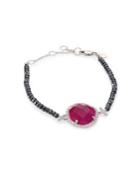 Meira T Diamond, Ruby, Silverite & 14k White Gold Bracelet