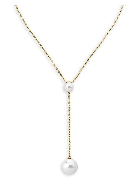 Majorica Goldplated Sterling Silver & 8-12mm White Pearl Y-necklace