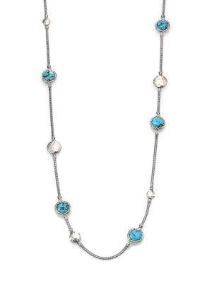 John Hardy Palu Turquoise & Sterling Silver Matrix Sautior Necklace