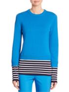 Michael Kors Collection Striped Cashmere & Cotton Pullover
