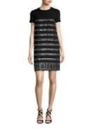 Versace Collection Short Sleeved Dress With Embellishment