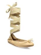 Saks Fifth Avenue Collection Beau Leather Ankle-wrap Ballet Flats