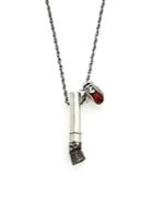Cast Of Vices Garnet & Sterling Silver Cigarette & Fly Pendant Necklace
