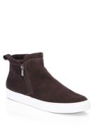 Saks Fifth Avenue Collection Shearling Lined Side Zip Suede Sneaker