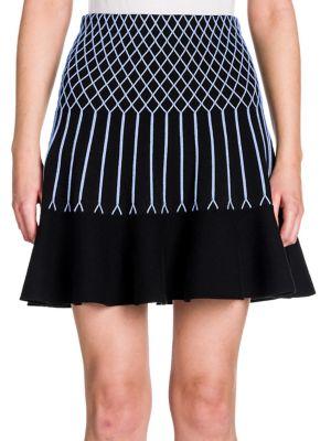 Fendi Knit Grid-detail Flounce Skirt
