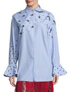 Valentino Embroidered Button Front Top
